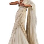 Women's frill ruffle ready to wear saree for wedding mehandi party diwali haldi reception navratra gift.